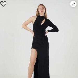 BCBGMaxAzria Black One-Shoulder Gown